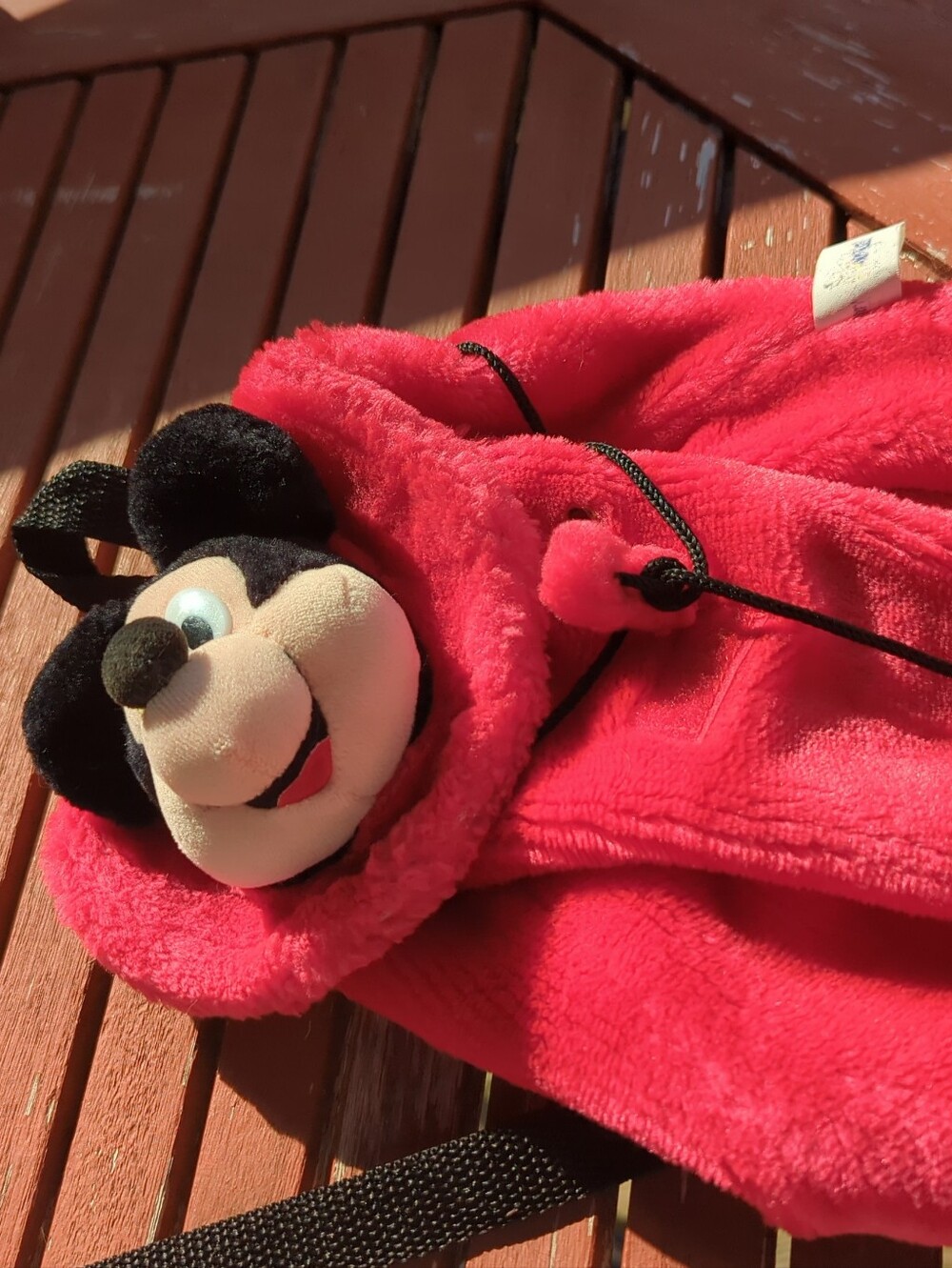 Disney Red Mickey Mouse Plush Drawstring Bag